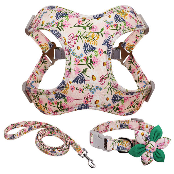 Flower Print Dog Harness & Leash Set - Image 3