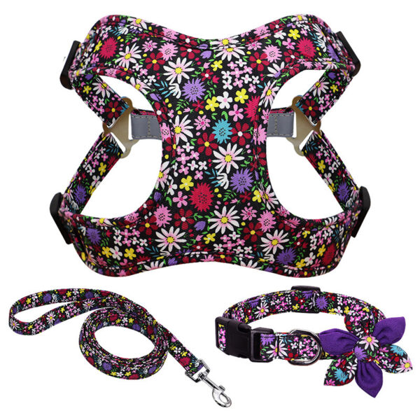 Flower Print Dog Harness & Leash Set - Image 5