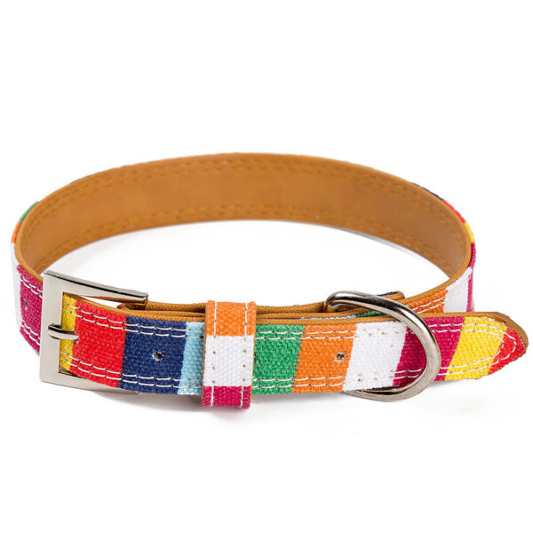 Colorful Rainbow Leather Dog Collar - Image 2