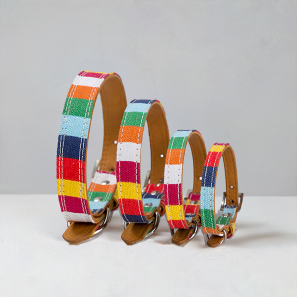 Colorful Rainbow Leather Dog Collar